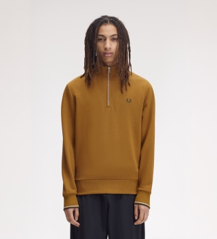 Sweat col zippé moutarde