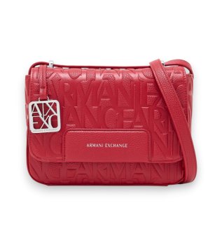 Shoulder bag with embossed logo and adjustable red strap