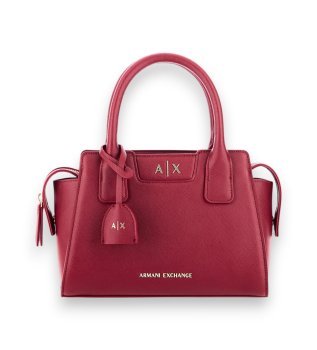 Textured bag with red handles