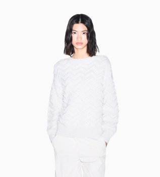 Maglione in maglia con motivo chevron beige