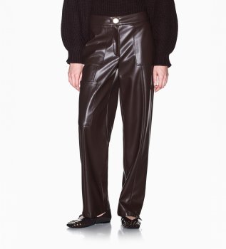 Pantalone largo con tasche a toppa marrone