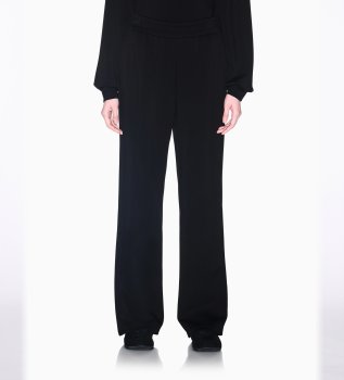 Široke hlače iz črnega scuba pletiva