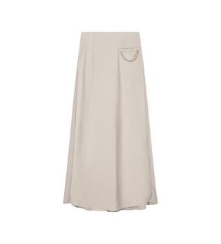Gonna lunga fluida in crêpe satin beige