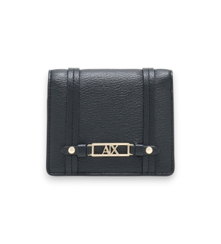 Wallet with textured finish and black metallic logo