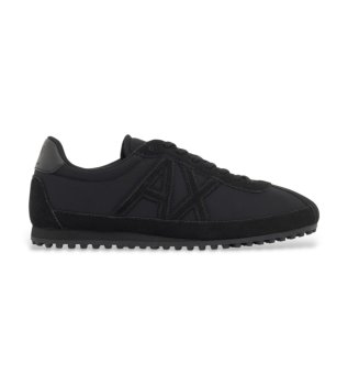 Fabric and suede sneakers with black rubber sole