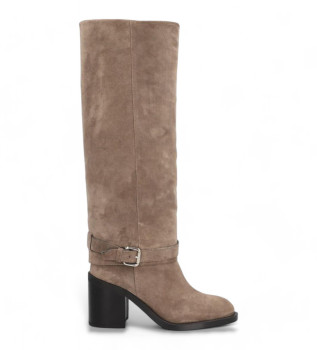 Selena beige leather boots