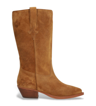 Bottes western en cuir marron