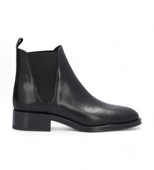 Bottines en cuir Couture noires