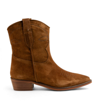 Brown suede cowboy boots