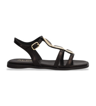 Sandales en cuir noir Sheila