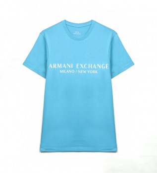 Armani Exchange Milano New York Graphic Cotton Hoodie In Navy Blue