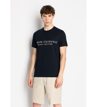 Navy strikket T-shirt med normal pasform