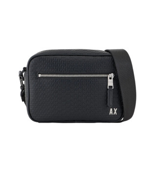 Shoulder bag with all-over monogrammed logo black
