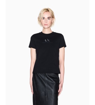 T-shirt com logtipo grfico preto