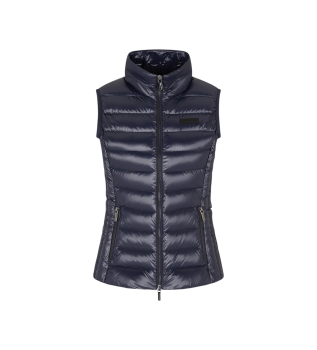 Gilet in piumino con trapuntatura orizzontale e collo alto blu marino