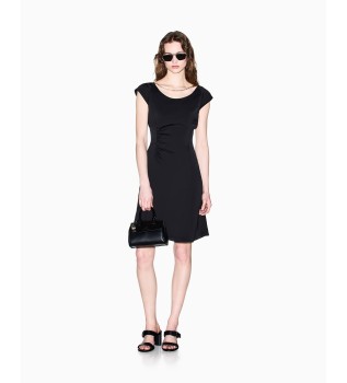 Robe midi en crêpe satiné noir