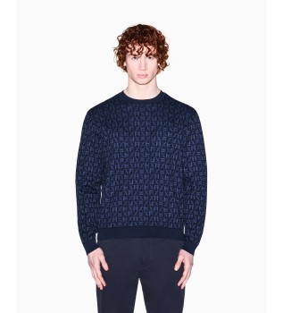 Jersey jacquard blu marino