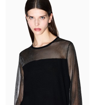 Camisola de malha de ajuste regular preta