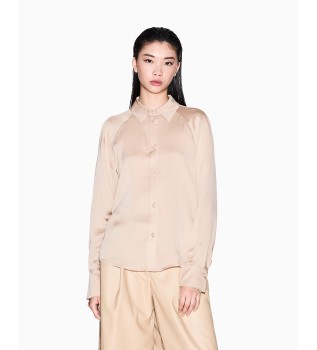 Beige satinskjorte