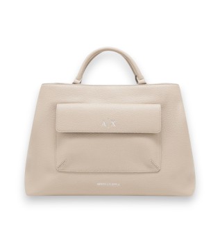 Sac � main avec bandouli�re et logo beige