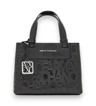 Bolso shopper con diseño en relieve y colgante extraíble negro