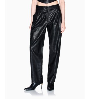 Pantalon en faux cuir avec pinces noires