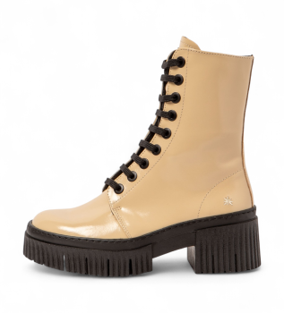 Leren enkellaarsjes 1375 York beige