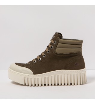 Scarpe con plateau in pelle 1532 Nubuck-W Khaki-Crema/Brighton