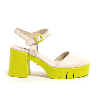 Leather sandals 1991 Eivissa beige, yellow -Heel height 8.5cm