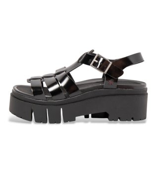 Črni usnjeni sandali 2042