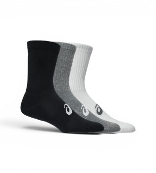 Pack 3 sokken Crew wit, zwart, grijs