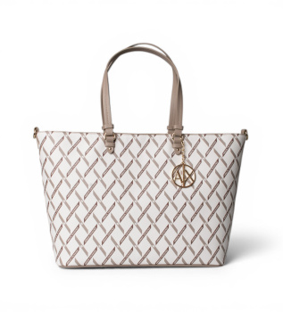 Borsa shopper con monogramma bianco 