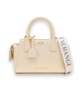 Textured handbag with beige handles