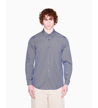 Regular jacquard yarn dyed navy shirt