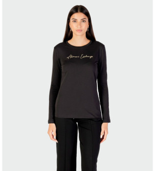 Langarm-Logo-T-Shirt schwarz