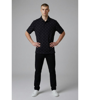 Navy print polo shirt