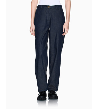 Pantaloni in tessuto chambray blu marino