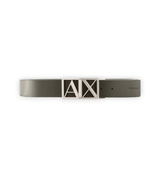 Brown smooth leather belt with logo buckle