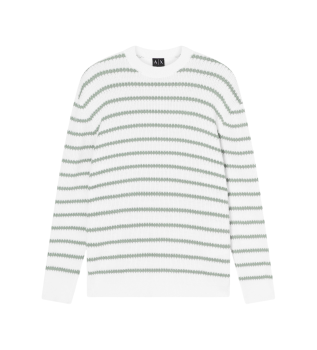 Maglione girocollo bianco sporco e verde