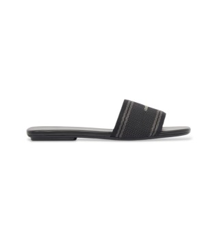 Sandaler i svart jacquardtyg