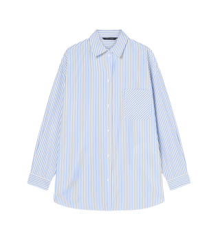 Blaues Hemd mit Merinokragen