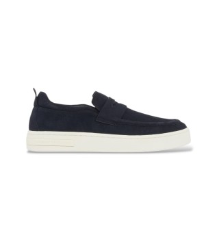 Sneakers slip-on in camoscio con fascetta blu marino