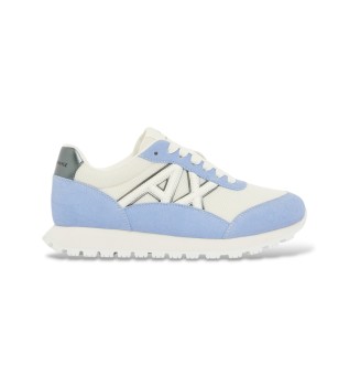 Sneakers mit Mesh-Einsätzen und blauer texturierter Gummisohle