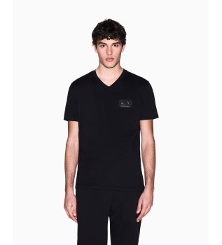 V neck T-shirt black