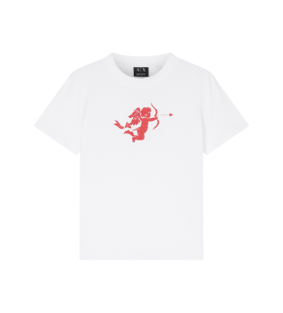 T-shirt em contraste branco