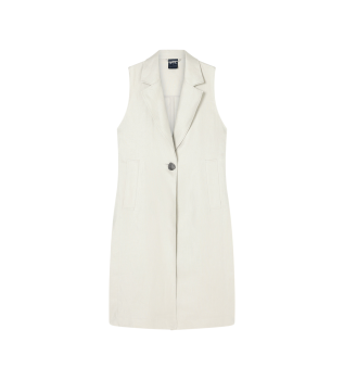 Gabardina deconstruida en sarga de lino beige