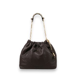 Sac en cuir June Tote marron foncé