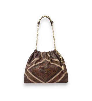 Bolso Mediano Patchwork Exotic June Tote marrón