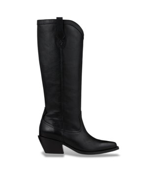 Botas altas de Couro Cowboy preto