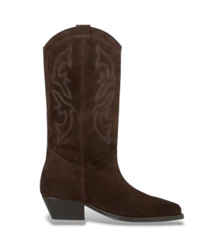 Botas de Couro Clau castanho escuro